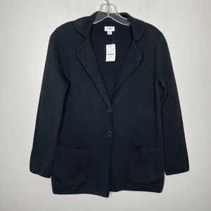 J.CREW Sweater Blazer Women XXS NEW Black 2-Button Knit Cotton BS881